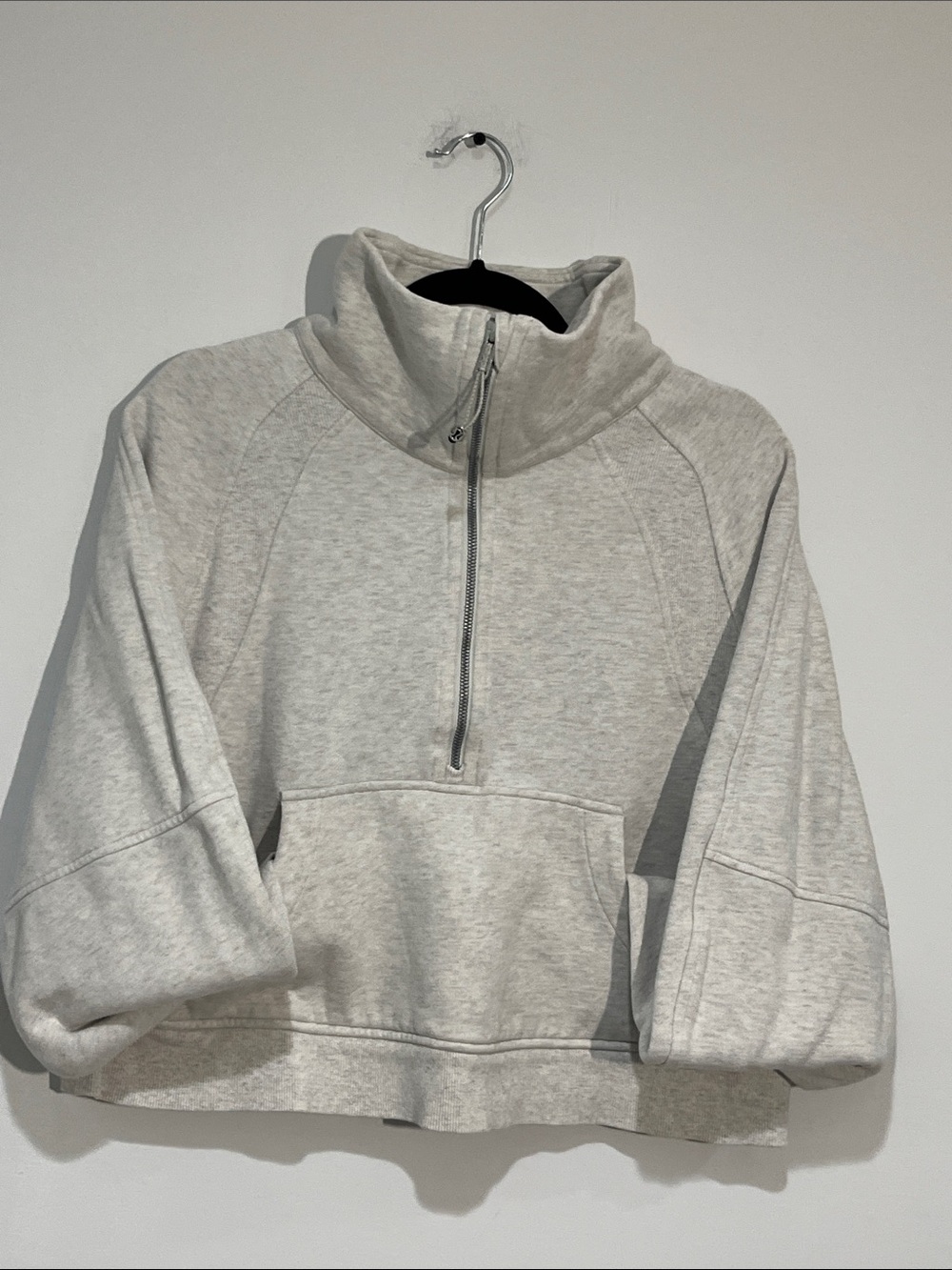 lululemon athletica Light Heather Gray Cropped Quarter-Zip Turtleneck Sweater